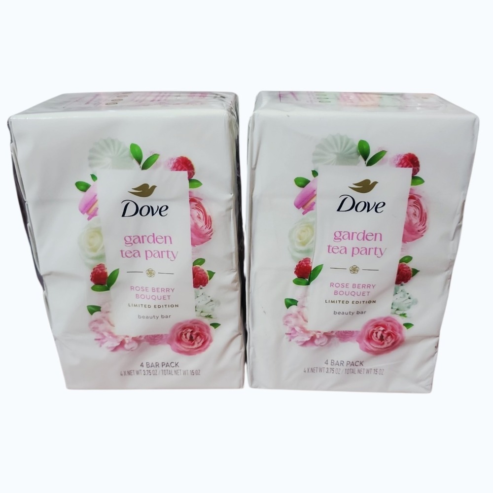 TWO Dove Garden Tea Party Rose Berry Bouquet Beauty Bar 8 Pack Limited Edition